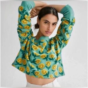 Anthropologie Marcello Velho Sunny Floral Crop Sweater Pullover - Medium - EUC
